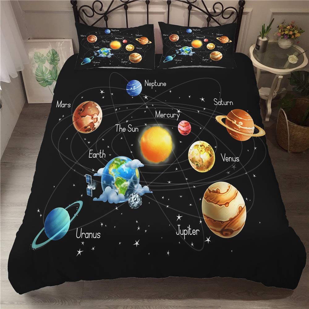 Mi Zone Kids Jason Weltraum Steppdecke Set – Inkl. Decke, Kissenbezug & Dekokissen, Doppelbett (168x213 Cm), Hypoallergen