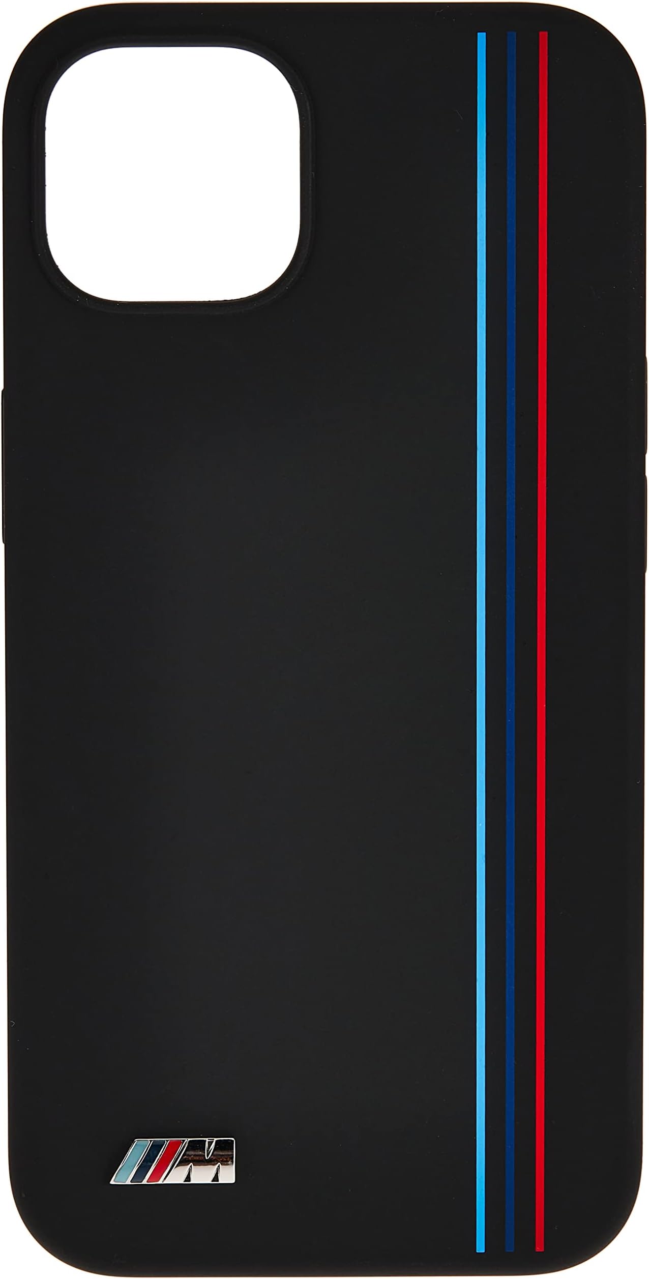 Bmw M Collection Liquid Silicone Hard Case Tricolor Vertical Lines Metal Logo For Iphone 13 6.1" Black, Bmhcp13Msivtbk, Mobile