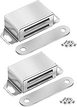 Onarway Magnetic Door Catch 10KG Pull Strong Magnet Cabinet Latches Magnetic Hardware Stainless Steel Chrome Door Closer for Bathroom Kitchen Sliding Door Window Cupboard (10KG Strength 2 Pack)