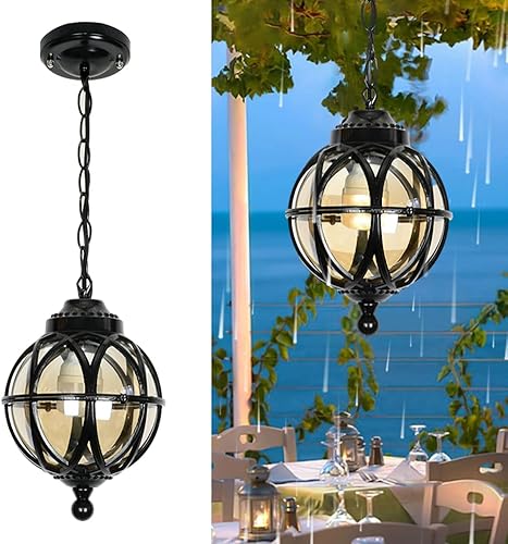 Lámpara colgante de techo vintage para exteriores, impermeable, para porche, patio, granja, entrada, para porche, patio, granja, entrada (10.6