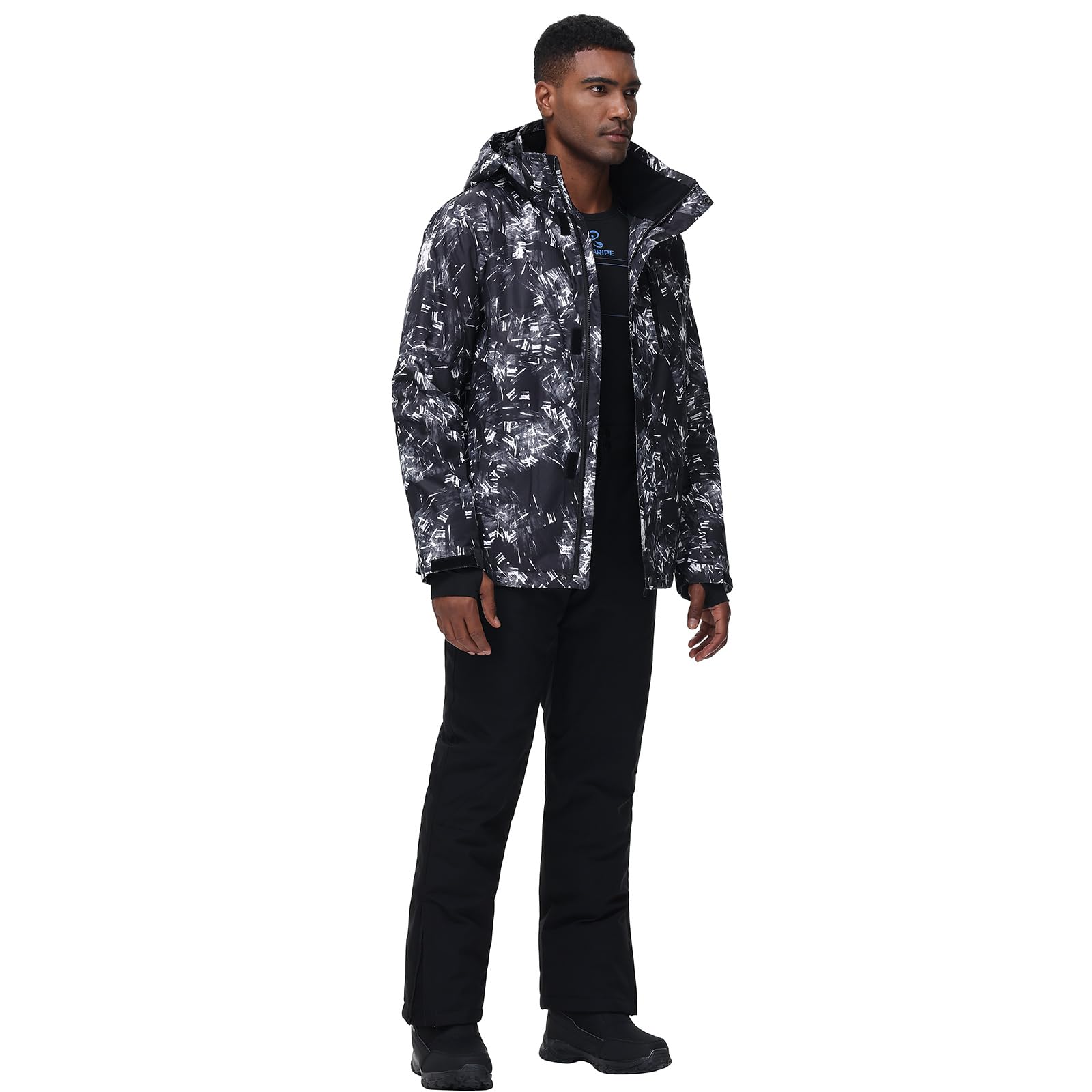 HOTIAN Ensemble veste et pantalon de ski pour homme - Ensemble d'hiver chaud - Ensemble de ski - Imperméable - Coupe-vent