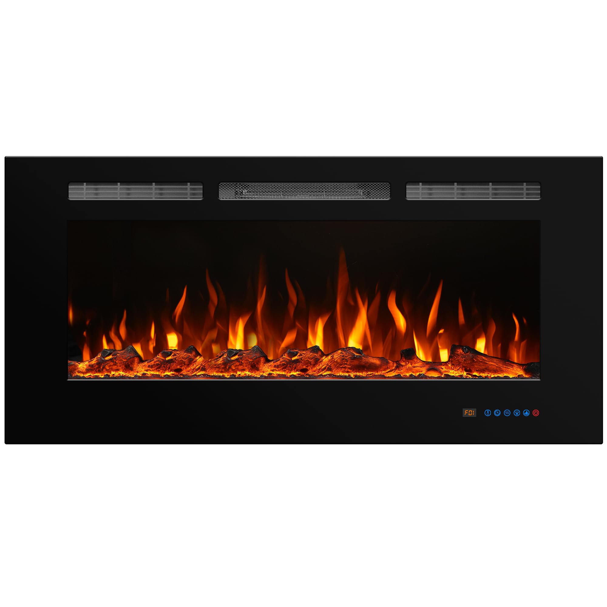 Benrocks 45'' Electric Fireplace Inserts, Recessed & Wall Mount Electric Heater and Linear Fireplace with Remote Control, Adjustable Flame Color, Temperature, Hard Wired & Plug in