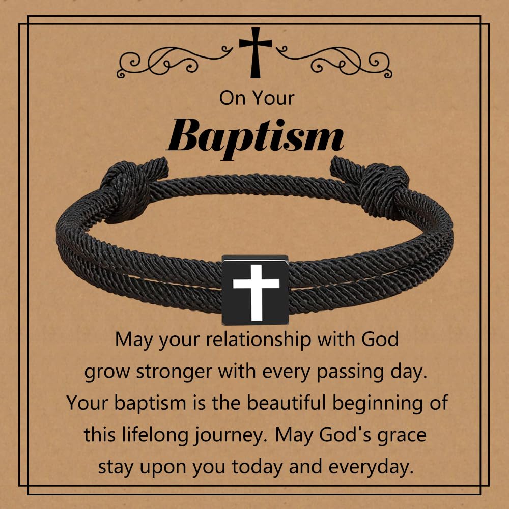 Baptism Gifts For Boys Braided Rope Cross Christian Bracelet