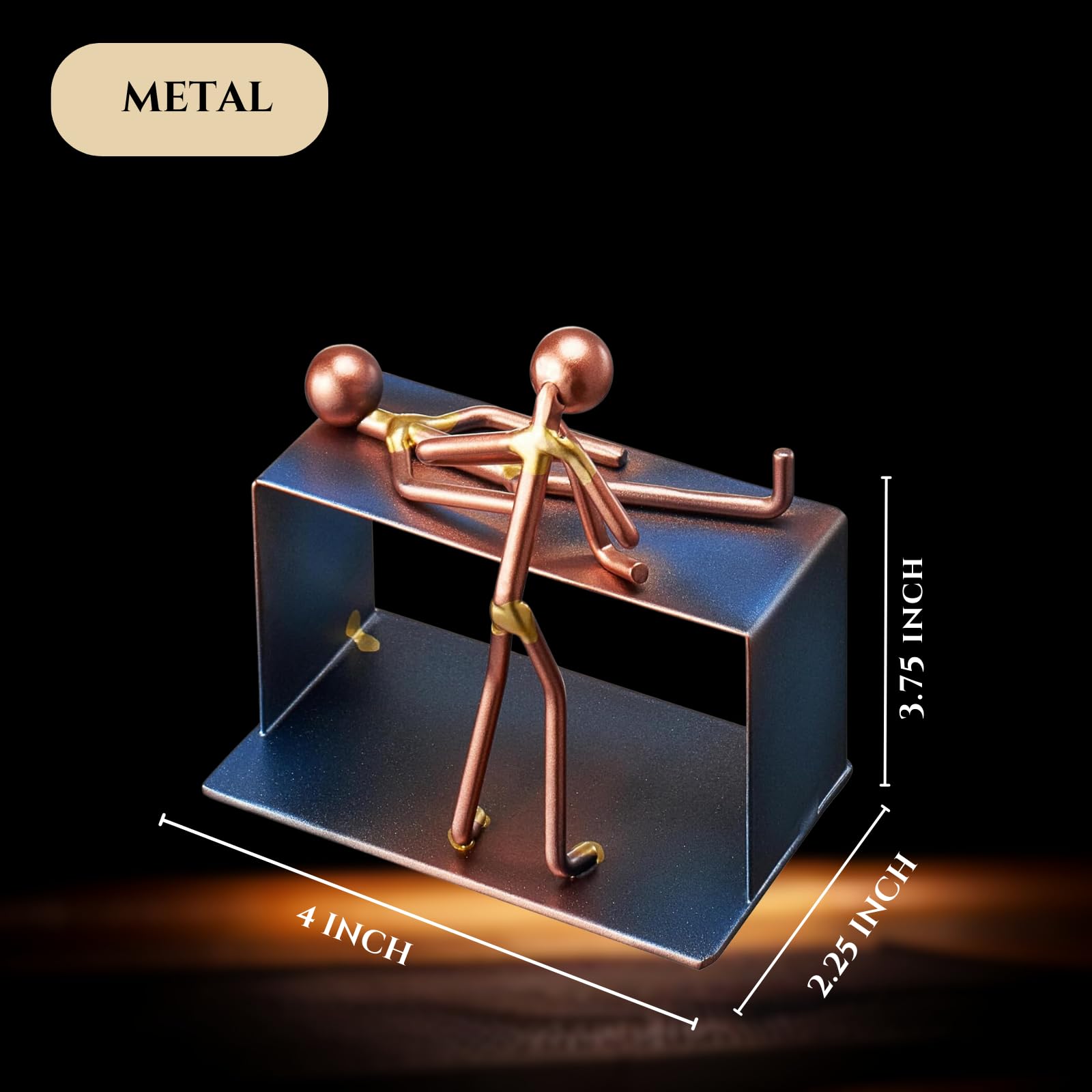 Physical & Massage Therapist Craft Handmade Figurine - 4" L X 4" H - Recycled Metal Sculptures & Hand Welded Metal Art Gift - Desk Accessories, Medical Office Decor & Physical Therapy Art Gifts