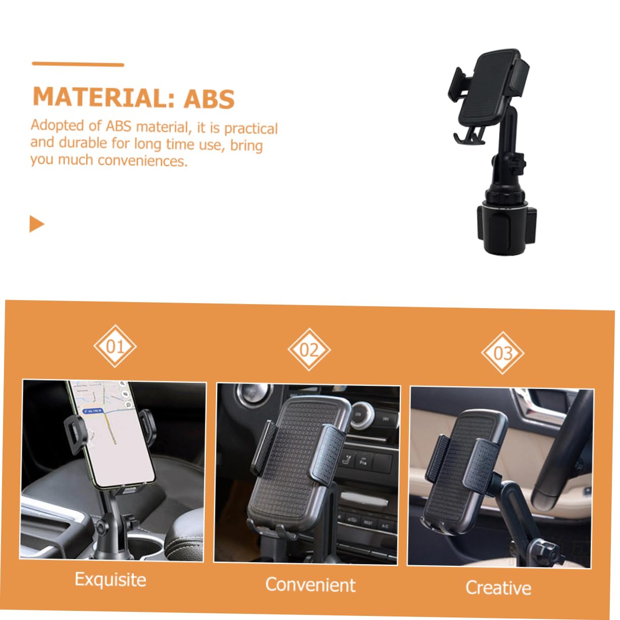 Auto Regolabile Supporto Telefono Veicolo con Base Estensibile Compatibile con Bicchieri Auto e Camion Facile Installazione e Angolo Adattabile