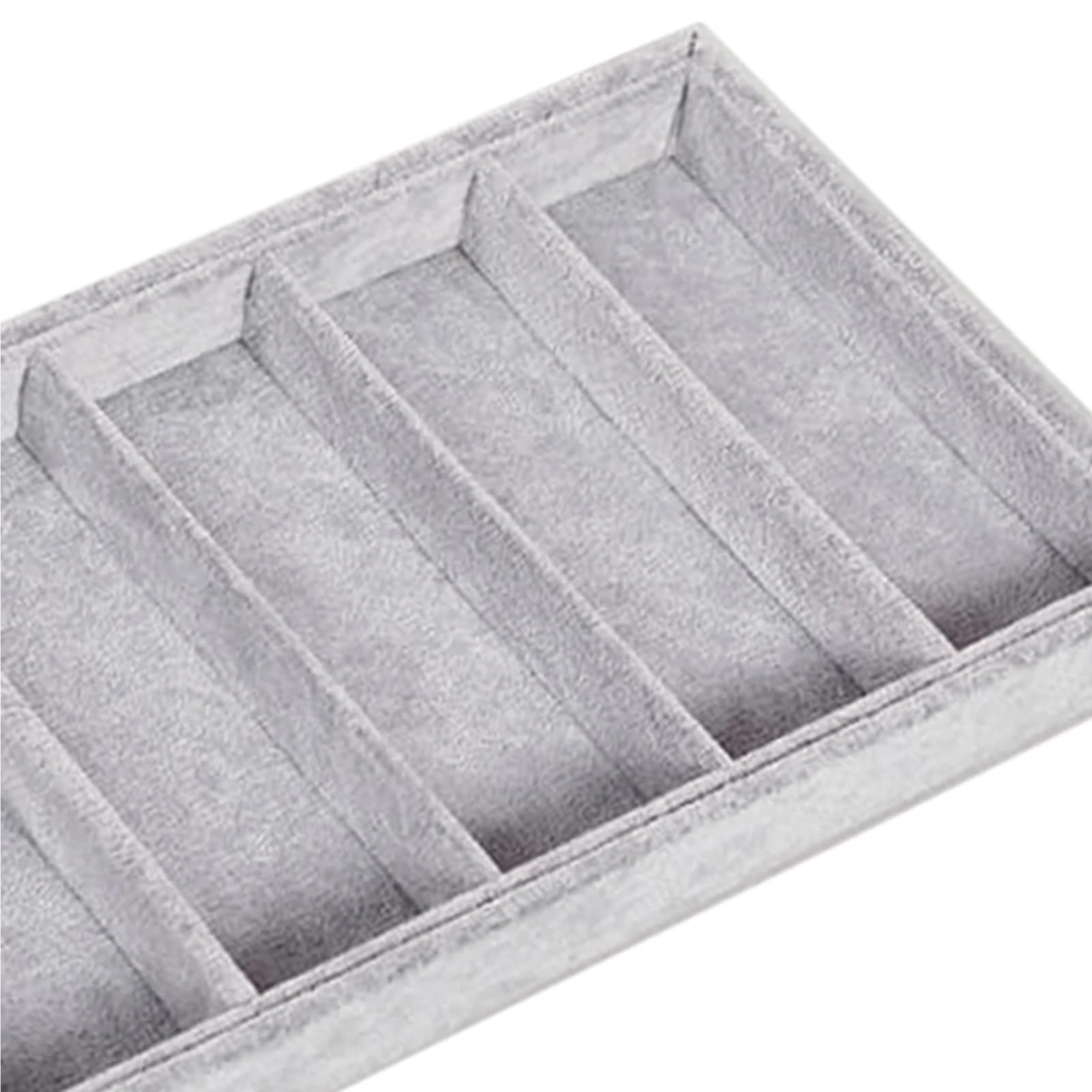 Lniana, flanelowa taca na organizery okulary | Szare khaki do przechowywania okularów na biurku(Khaki 15 Grid Linen)