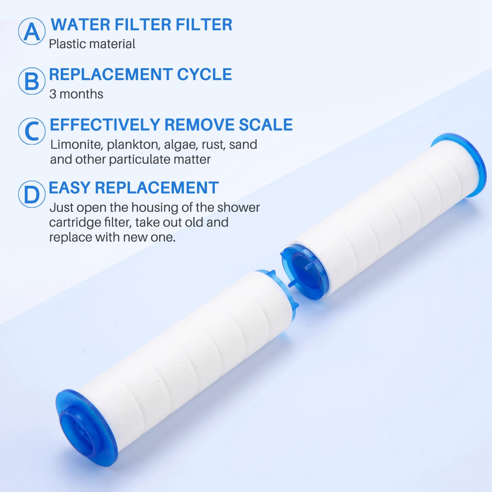 80 filtros de agua de ducha de alto rendimiento para agua dura, eliminación de cloro, cuidado mejorado de la piel y el cabello, ajuste universal, reemplazo de cabezal de ducha fácil instalación