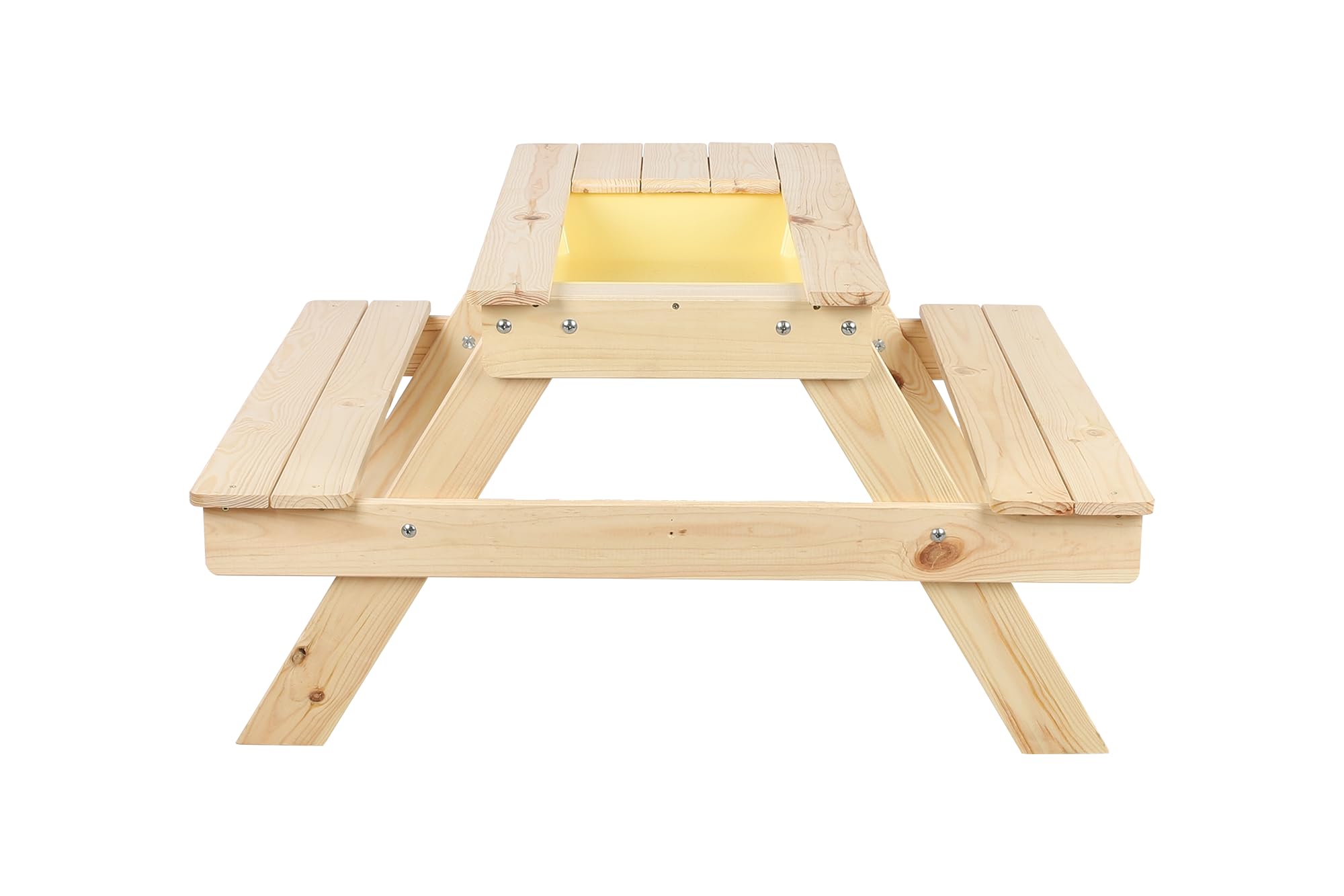 Picknicktisch Mit Bank Kindersitzgarnitur Kindertisch Gartentisch Holz Set SPD mit Sandkaste Matschküche Farben (HxBxT: 52x100x80 cm) (Natur)