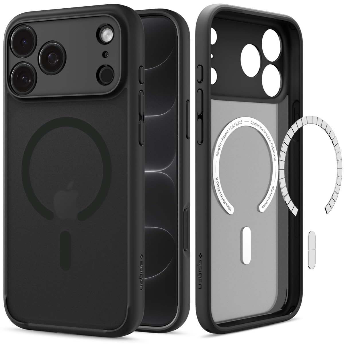 Spigen Ultra Hybrid MagFit for iPhone 17 Pro / 18 Pro Case, Frost Black | Anti-Yellowing Resin, Air Cushion Tech, Military-Grade Drop Protection, Raised Camera Protection, Compatible with MagSafe