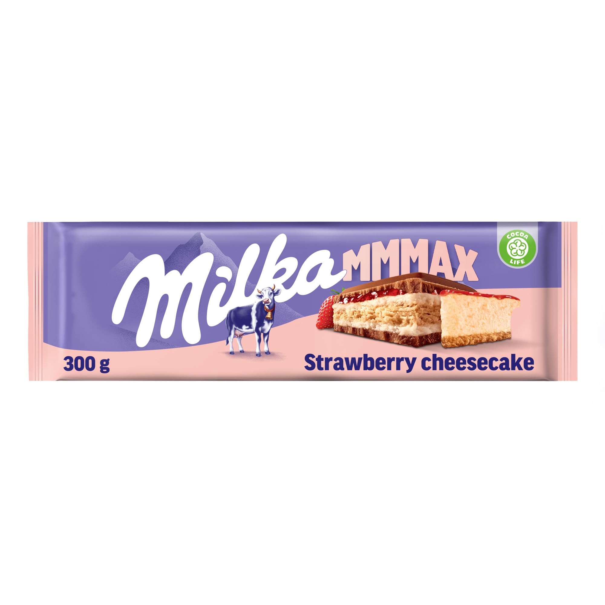 Milka Strawberry Cheesecake - Chocolate con Leche de los Alpes Relleno de Tarta de Queso de Fresa - Tableta de 300 g