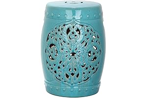 Decorative Blue Garden Stool: Safavieh Flora Glazed Ceramic Stool for a Pop...