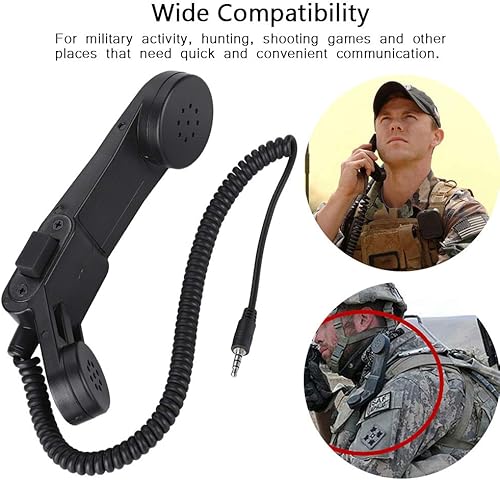 Miniatura 2 de Qiilu Micrófono de hombro PTT, 0.138 in Plug Handheld Speaker Mic HiFi Sound Shoulder o Handheld Retro Teléfono Auricular (negro)