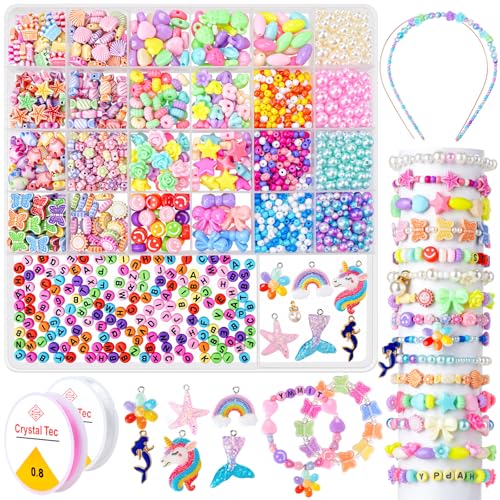 snookids Contas para pulseiras, pulseiras para crianças, kit de trabalhos manuais para meninos a partir dos 6 anos, presentes para meninas 5, 6, 7, 8, 9, 10 anos, presentes de Natal