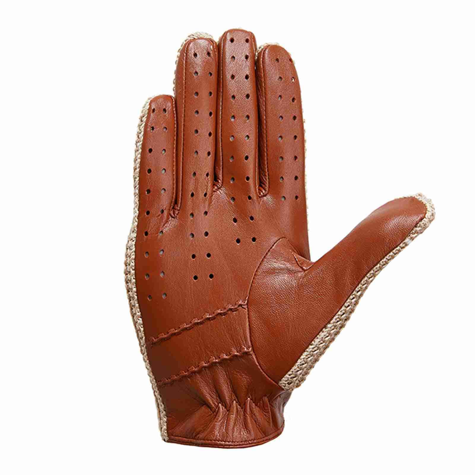 HUIOP Gants de conduite automobile, Gants d'écran tactile en peau de chèvre tricotés pour hommes pour la conduite quotidienne en moto