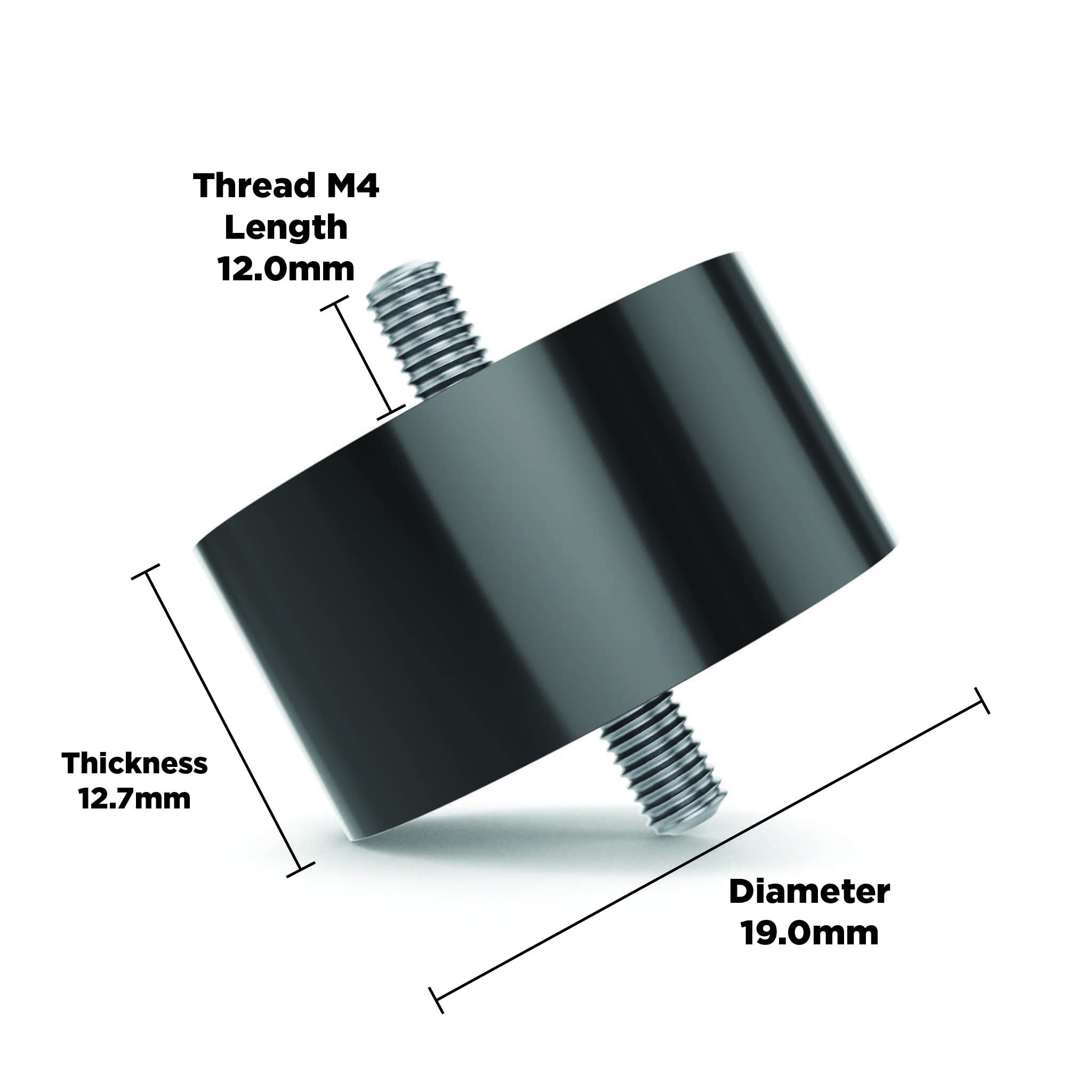 Isolate It!: Sorbothane Male/Male Vibration Stud Mount - M4-12.7mm (H) - 19mm (Dia) 50 Duro - 4 Pack