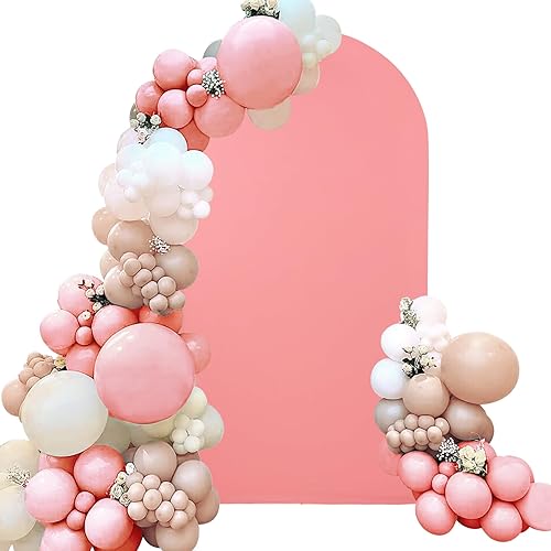 Miniatura 9 de Cubierta de arco de boda ajustable de elastano de 7.2 pies, cubierta de fondo de arco rosa con parte superior redonda para boda, fiesta de