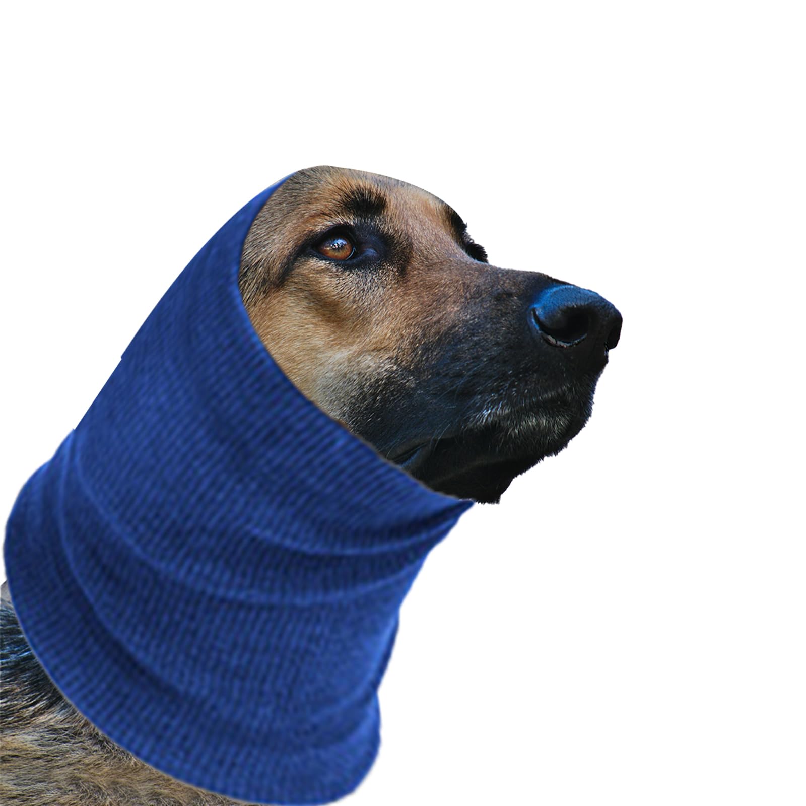 SUNTRADE Dog Calming Hood with Ear Covers, Anxiety Relief Head Protection, Grooming and Bath Neck Warmer (Blue, M)