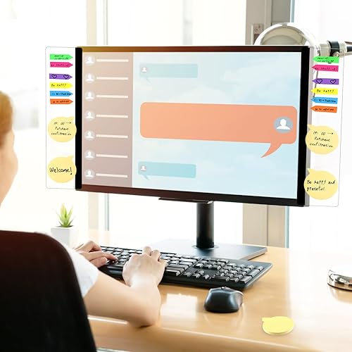 Miniatura 7 de Tablero de notas para monitor, 4 unidades, panel lateral transparente para monitor de computadora, tablero de notas creativo de escritorio, soporte