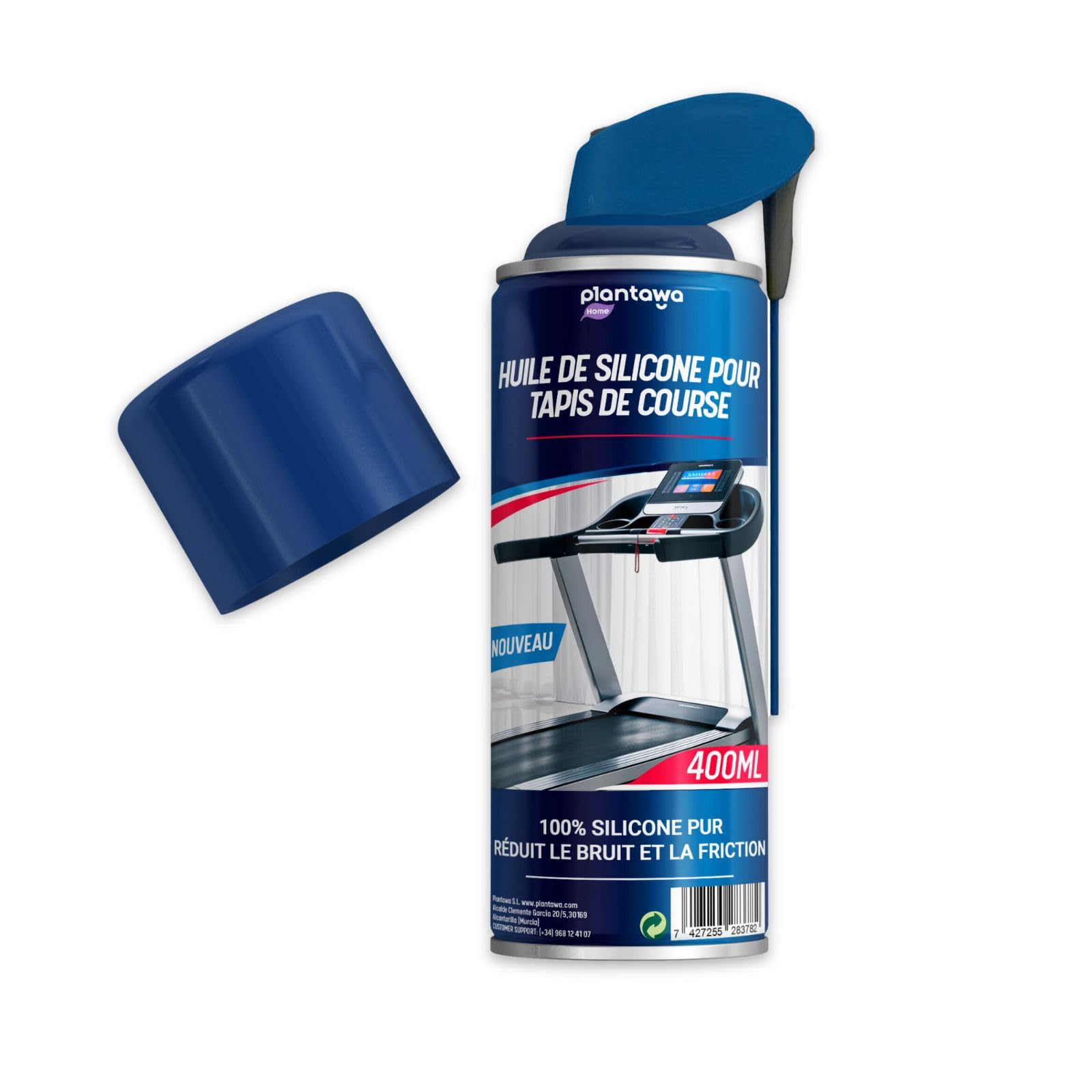 Plantawa Spray lubrifiant pour tapis de course 400 ml | Lubrifiant en silicone pour tapis de course. Idéal pour gymnases, tapis de course. Application précise. Convient à tous les tapis de course.