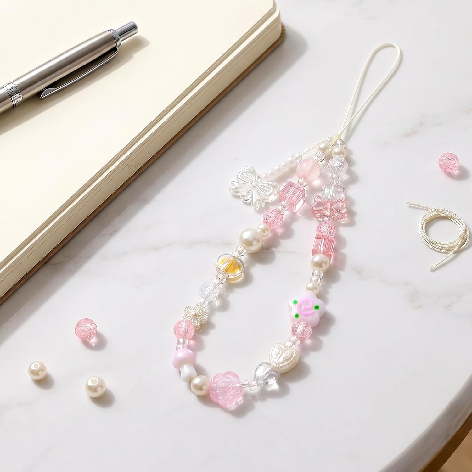 Jeffdad Beaded Phone Charm Strap, Beaded Camera Wrist Strap | Cute Phones Lanyard Wrist Bead Accessory Phone Charms for Bag Cases Camera Pendants Decor for Women & Girls