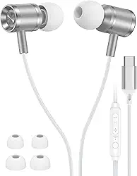 Fones de ouvido iPhone 17 USB C com fio, fones de ouvido com microfone para iPhone 17 Air 16 15 Pro Max, fones de ouvido intra-auriculares tipo C com microfone, fones de ouvido com fio USBC para fones