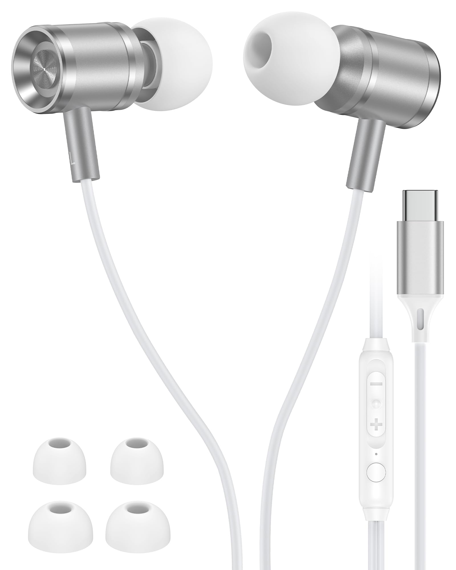 iPhone 18 USB C Headphones Wired, Earbuds with Microphone for