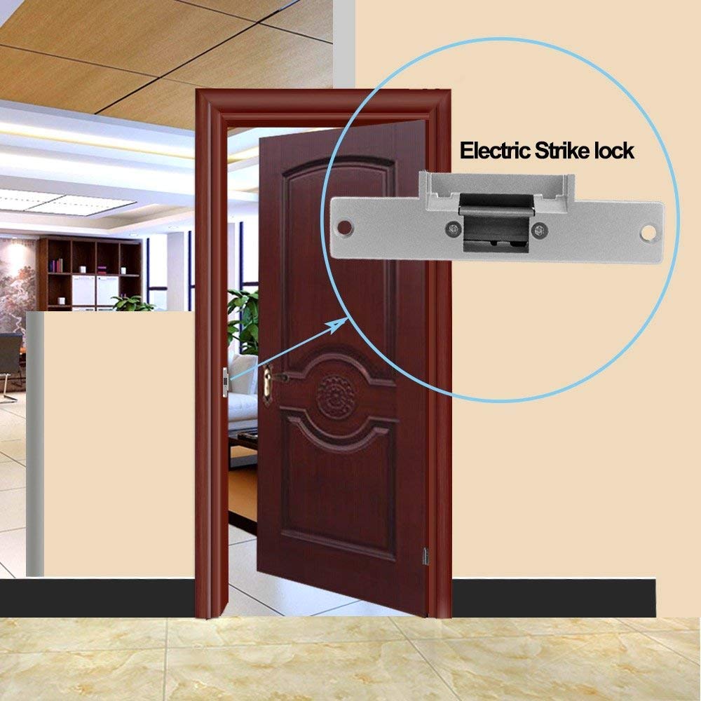 YAVIS Electric Strike Lock Fail Secure NC Mode verrouillage de porte électrique une pièce pour contrôle d'accès, porte en bois et métal DC 12V