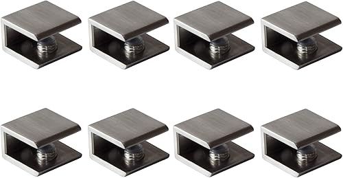Soportes para estantes de vidrio, abrazaderas de metal, níquel cepillado, forma cuadrada, montadas en la pared, ajustables de 6 a 0.394 in para