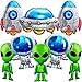 Jenaai 8 Pieces Outer Space Balloons Includes Astronaut Balloons Rocket Balloons UFO Foil Balloons Green Alien Balloons for Space Theme Birthday Baby Shower Party Photo Props Supplies