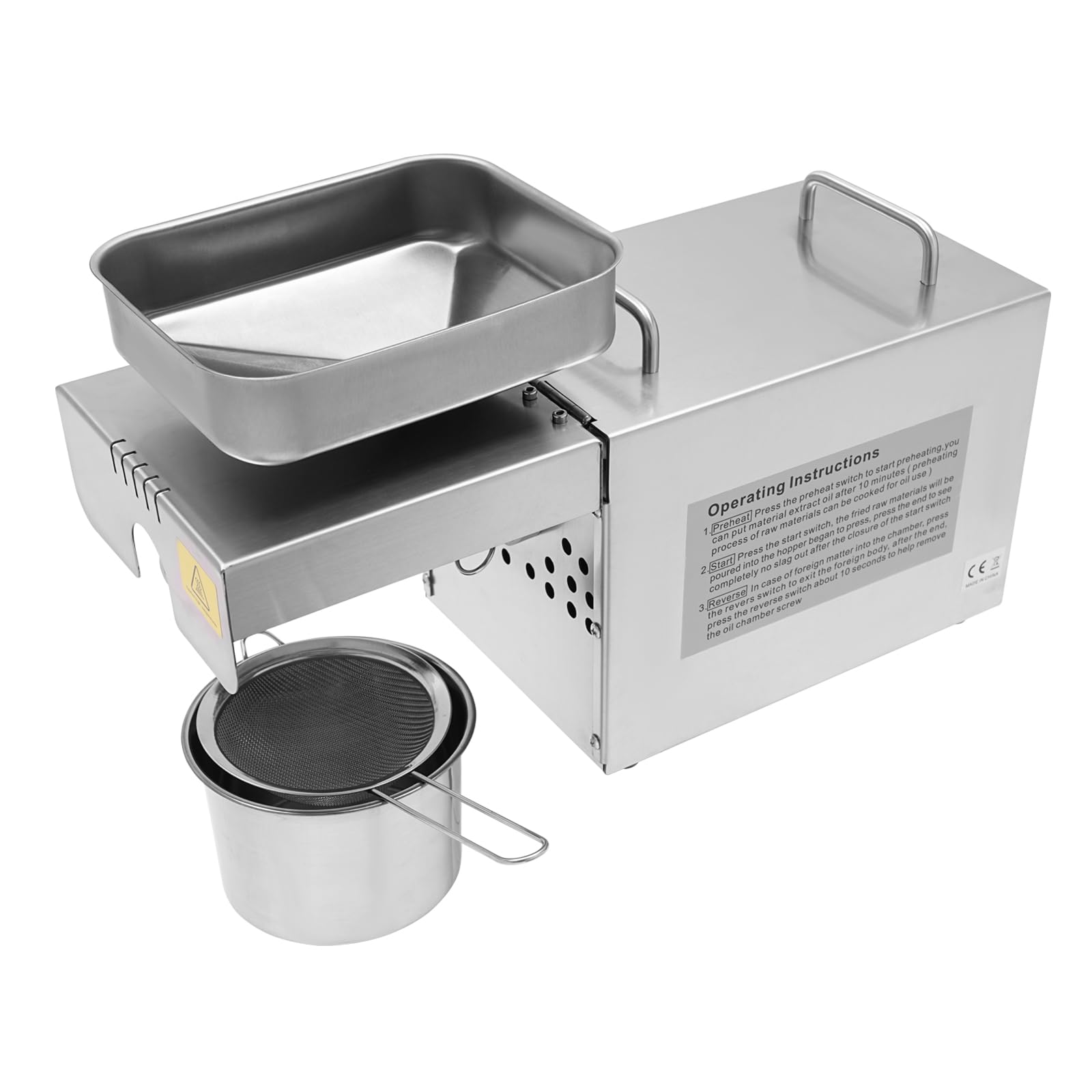 Elektrische öLextraktor öLpresse Edelstahl 800W | LED-Anzeige, Kaltpressung 90-95%, Heiß-/Kalt-Extraktor, Leise, für Haushalt Und Gewerbe