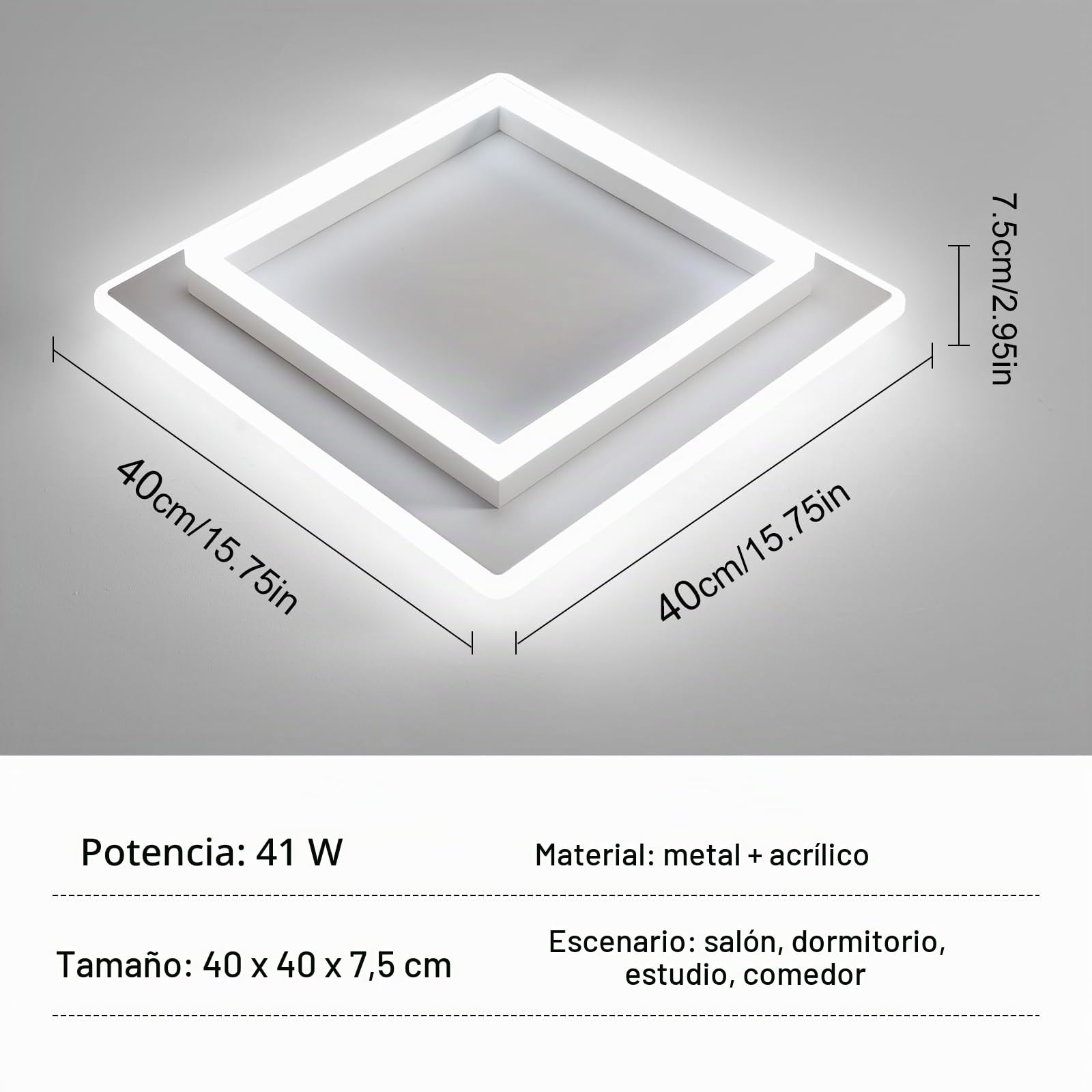 Comely 41W Lampara de Techo LED con Mando Distáncia, Plafon Techo Regulable