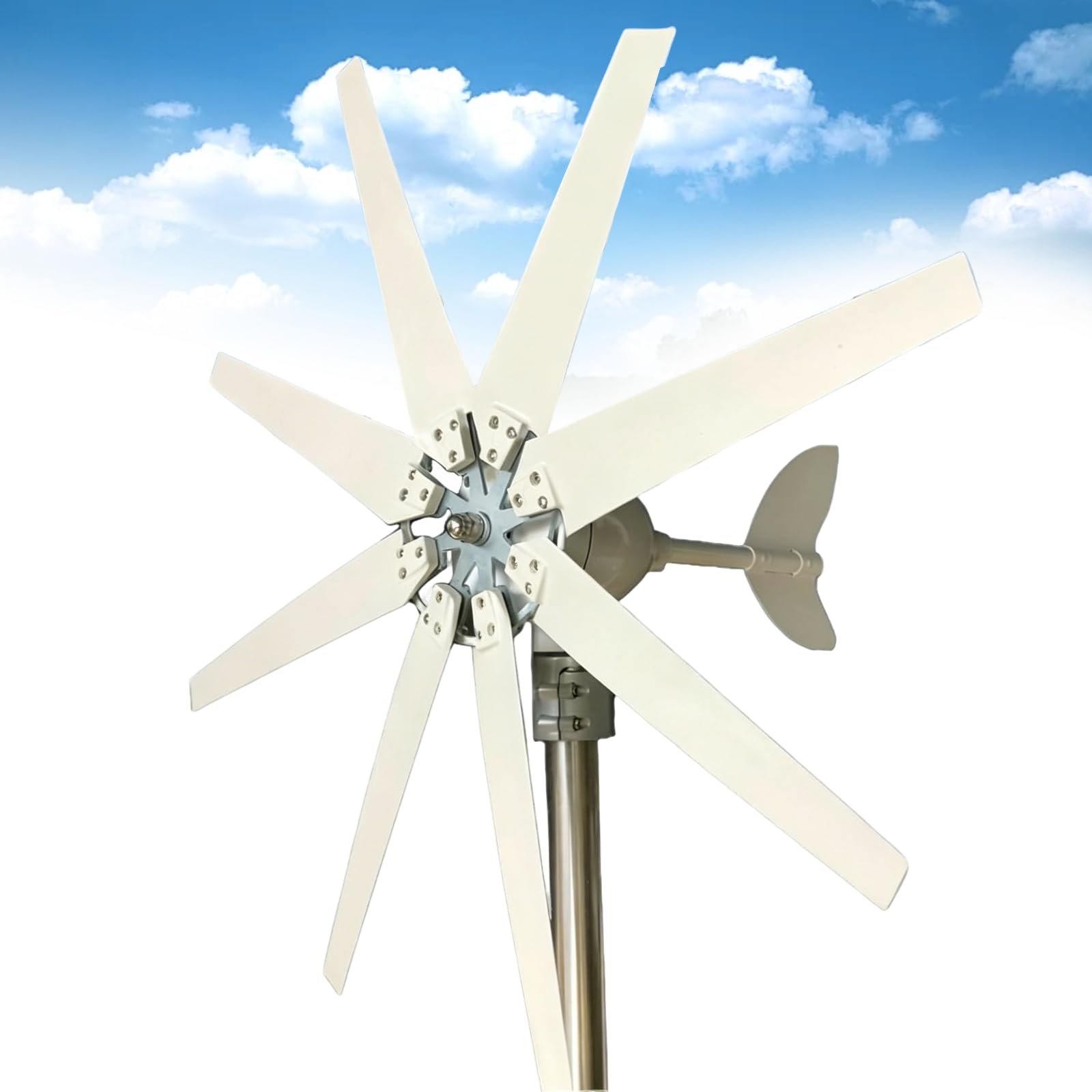 KUSOLE 14000W Wind Turbine Generator Kit, 8-Blade Automatic Adjustable Windward Side Wind Turbine Generator, Vertical Axis Wind Turbine Kit with Controller 48V