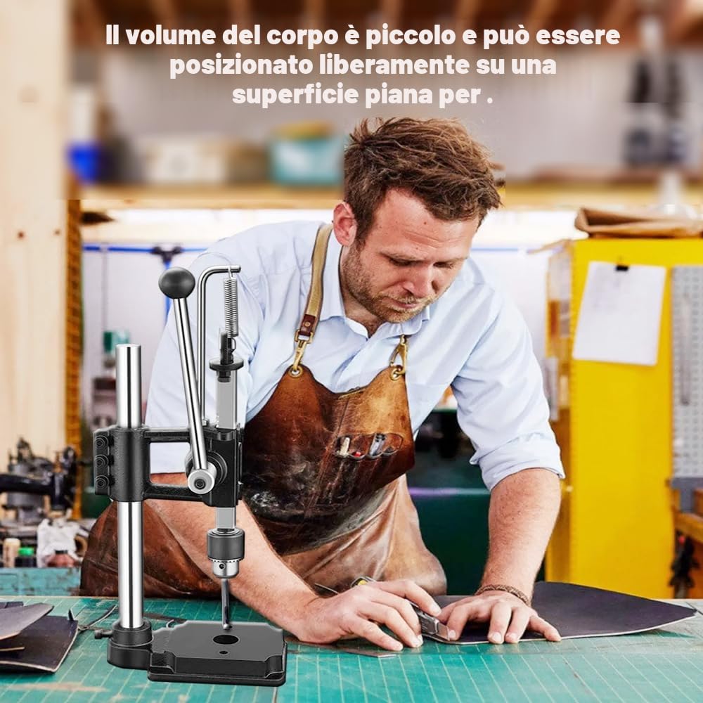 Macchina per pressa a mano Pressa Manuale Punzonatrice Torchietto Punzone con Mandrino per Fori Goffratura Tacca in Pelle Alluminio Plastica Legno, Pressione mas: 160kg, Nero
