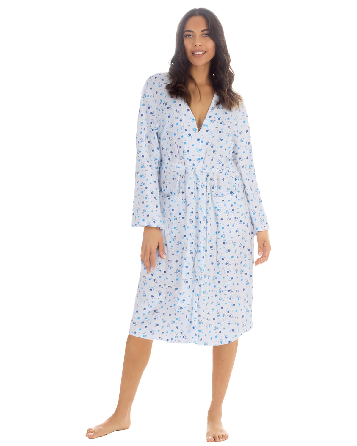 Undercover Ladies Cotton Floral Kimono 34B2288 Blue Floral - Medium