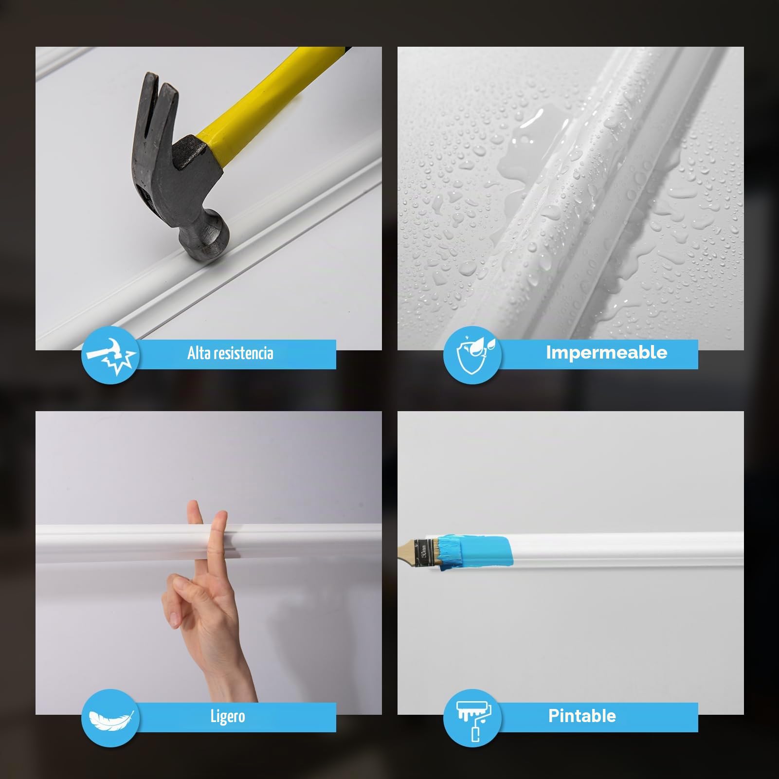 Art3d Molduras para Pared Pre-Cortadas 6 Piezas Decoración Interior Sala Dormitorio