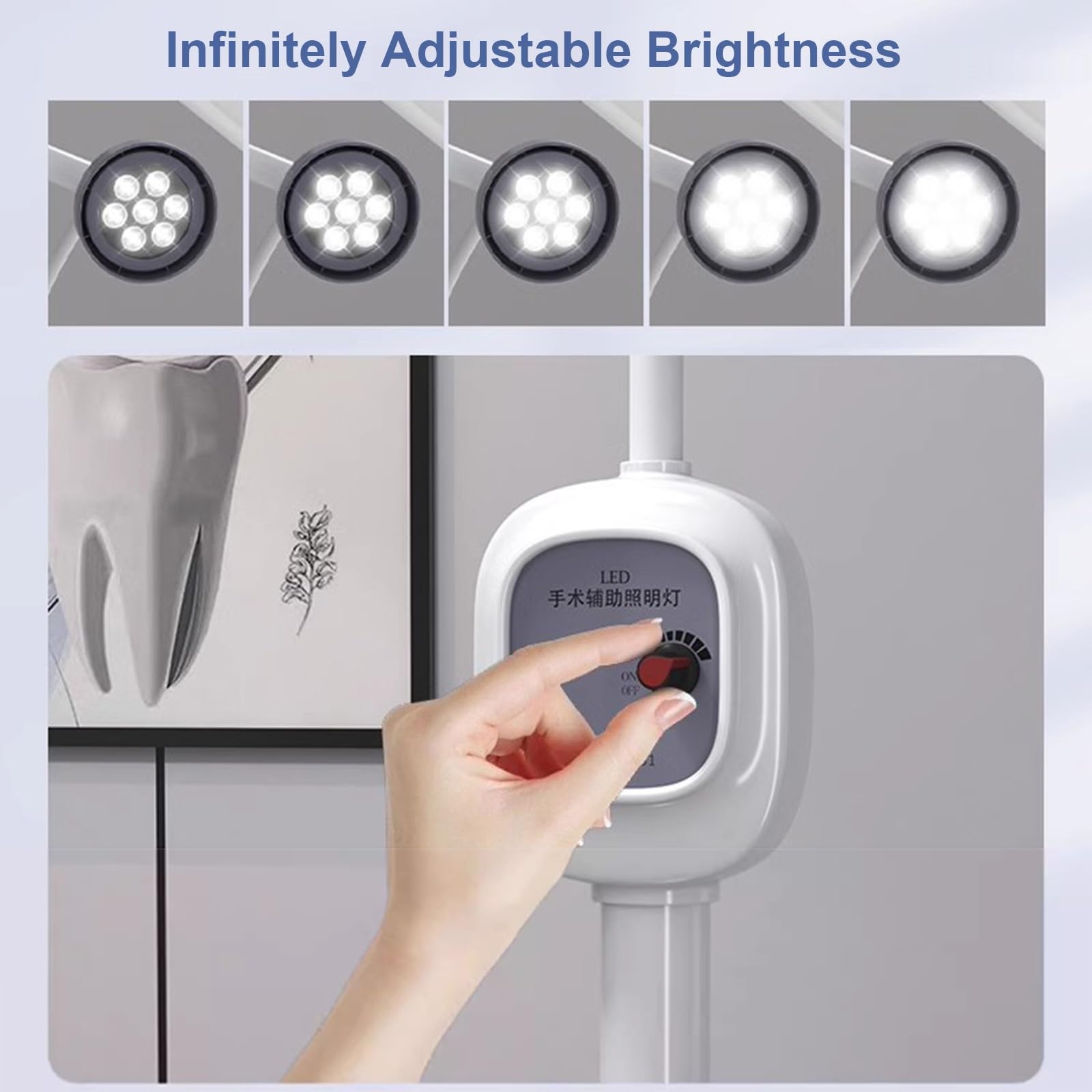 12W LED Exam Light, Floor Standing Medical Surgical Light, Portable Mobile Ent Gynecology Examination Lamp Shadowless Lamp with Brightness Adjustable, Flexible Gooseneck Lamp