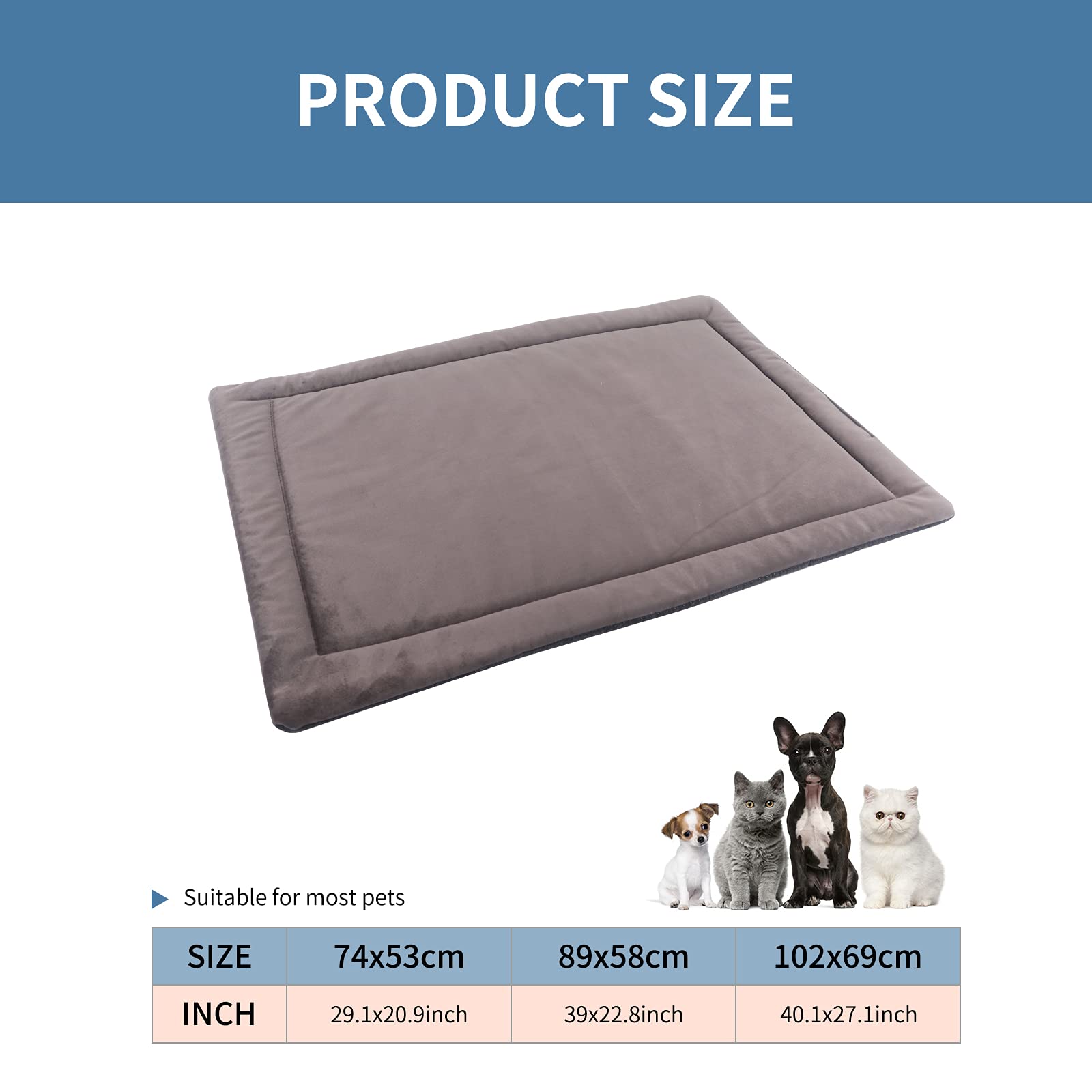 IEUUMLER Lettini per cani, Materassino per animali domestici, Letto di Cane/Gatto divano con cuscino morbido, cuccia per animali domestici antiscivolo FC004 (102 * 69cm, Light Brown)