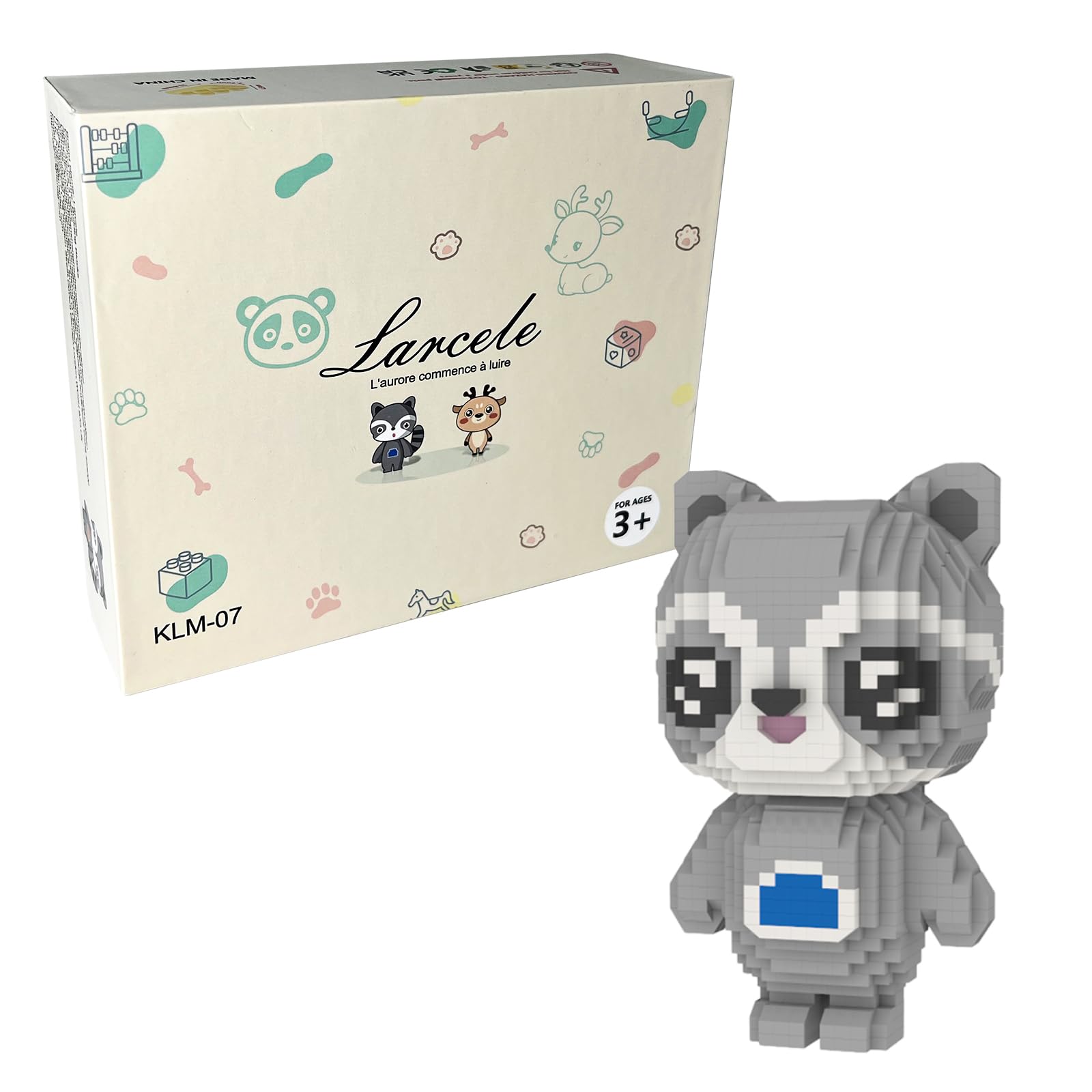 Larcele Micro Building Blocks Animal Set, DIY Mini 3D Building Toy Bricks,1211 Pieces KLJM-07 (Raccoon) — image 1