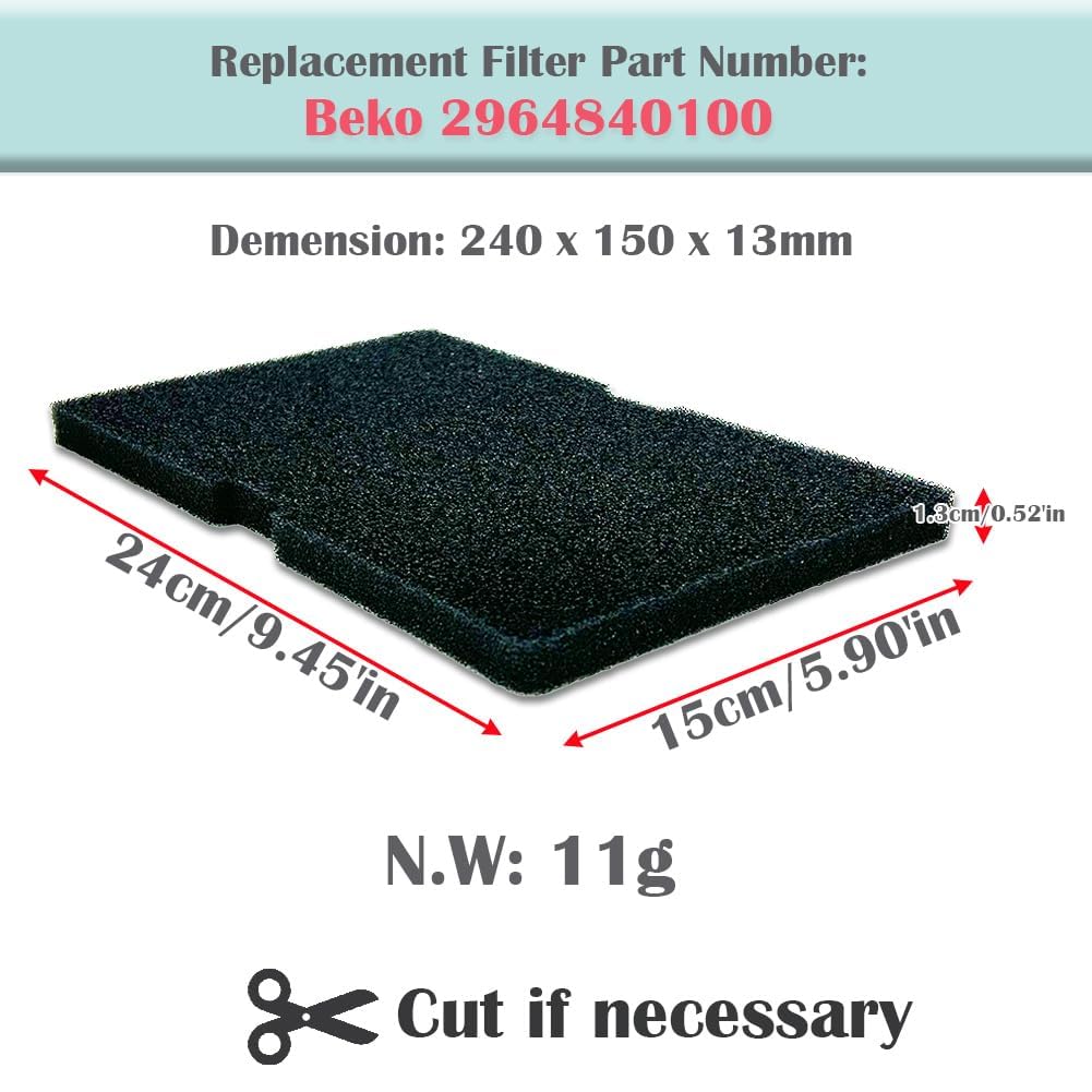 8 Stück Trockner Filter Ersatzteile Zubehör für Beko/Grundig/Blomberg/Elektra Bregenz/Arcelk/Mora/Smeg Wärmepumpentrockner, Schwammfilter für Wäschetrockner 240 x 150 x 13mm