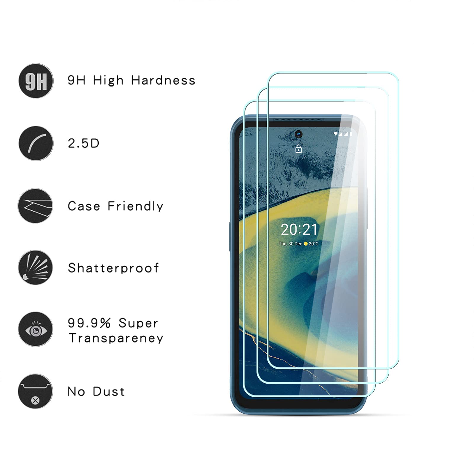 6x Pellicola Protettiva Vetro per Nokia XR20 Protezione Proteggi