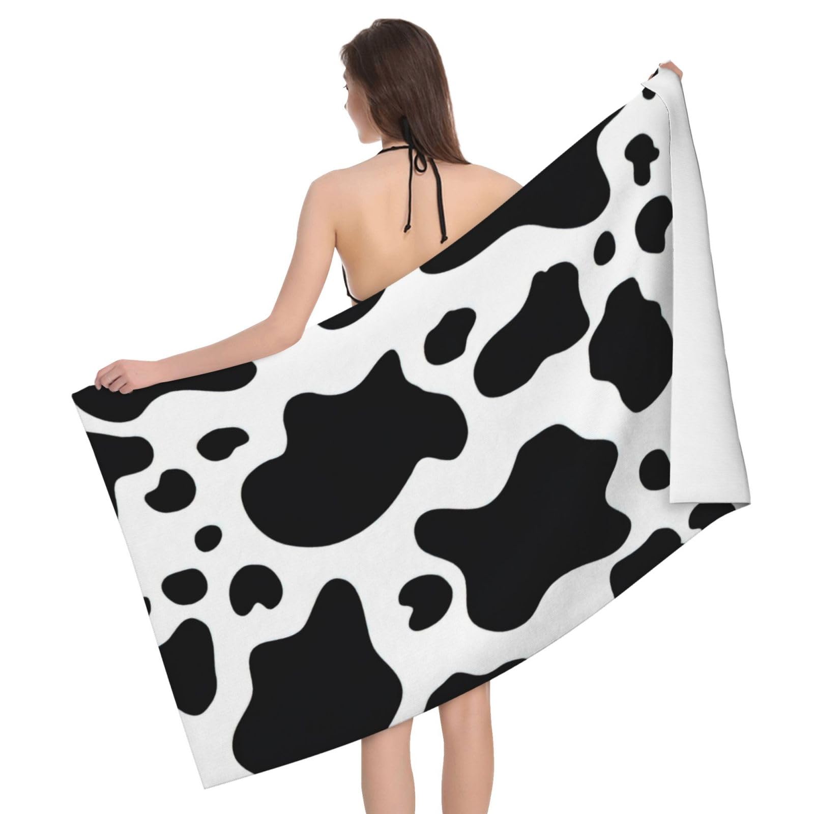 Serviette horizontale imprimée vache en microfibre pour piscine douce