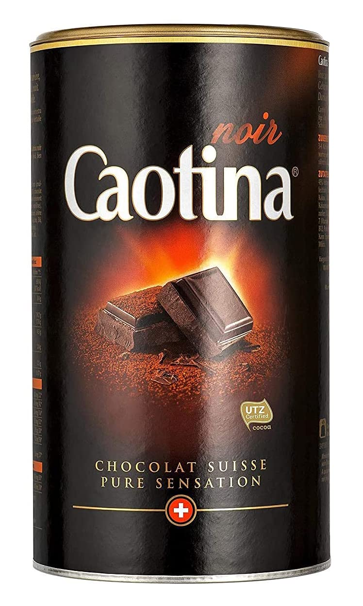 Caotina Hot Dark Chocolate Powder 500G | Black Cocoa Powder for Baking and Drinking | Authentic Swiss Drink - Imported by DFB