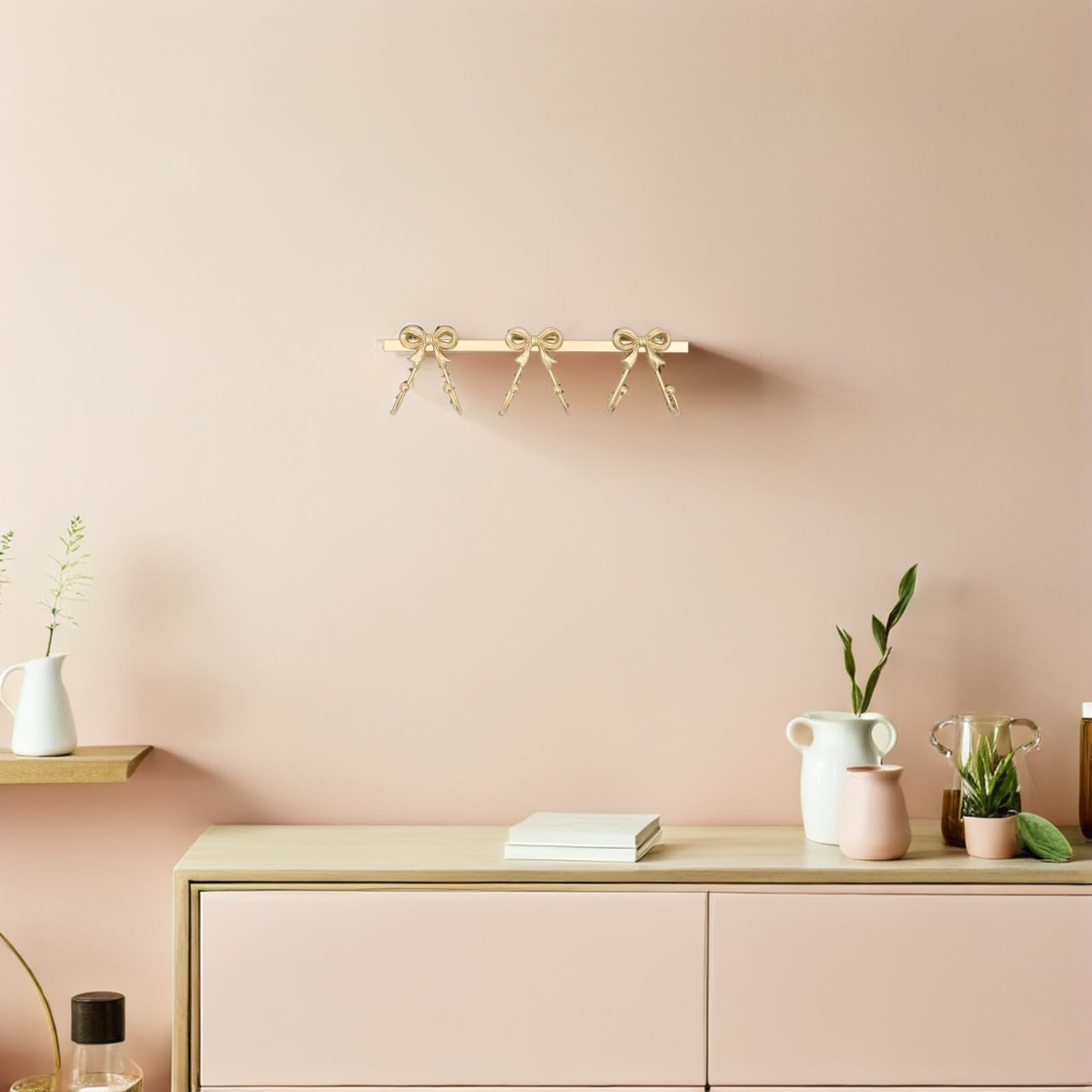 Homoyoyo Gancio da Parete in Ferro Fiocco Dorato Portasciugamani Rustico e Portaoggetti Decorativo per Bagno Organizer da Parete Multifunzionale per Cappelli Borse e Chiavi