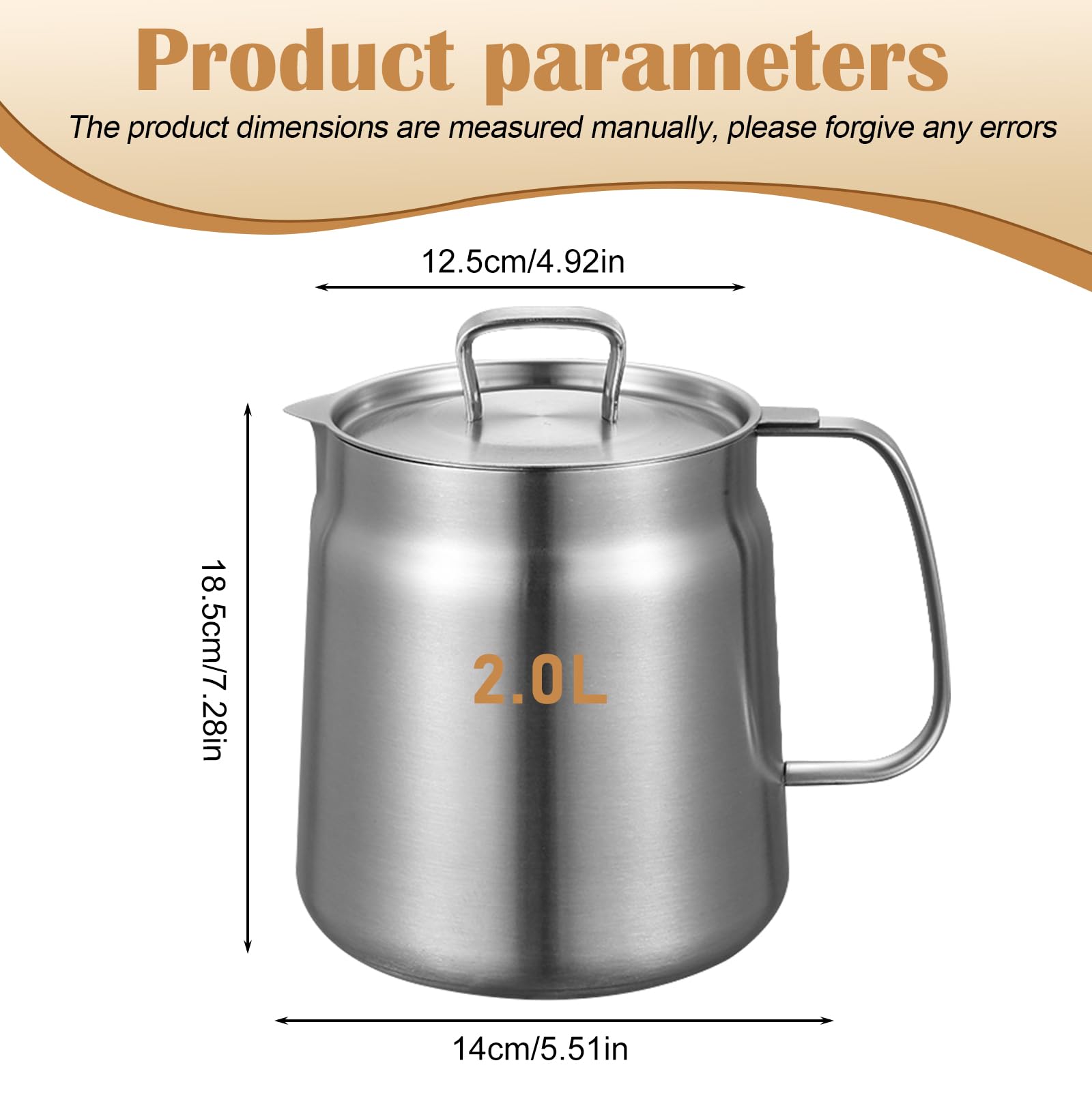 Contenitore Per Grasso APOMOONS 2L - Acciaio Inox, Con Filtro A Maglia Fine E Coperchio - Foto 2