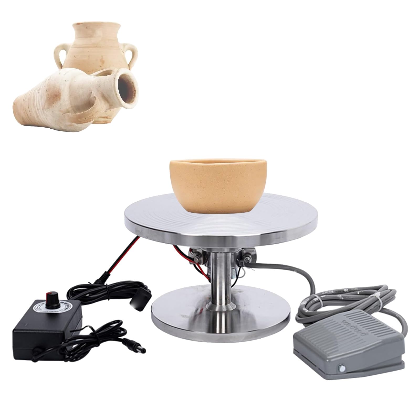 Elektryczny gramofon ceramiczny, mini koło garncarskie z pedałem nożnym, regulowana prędkość do formowania ceramicznego i rękodzieła DIY