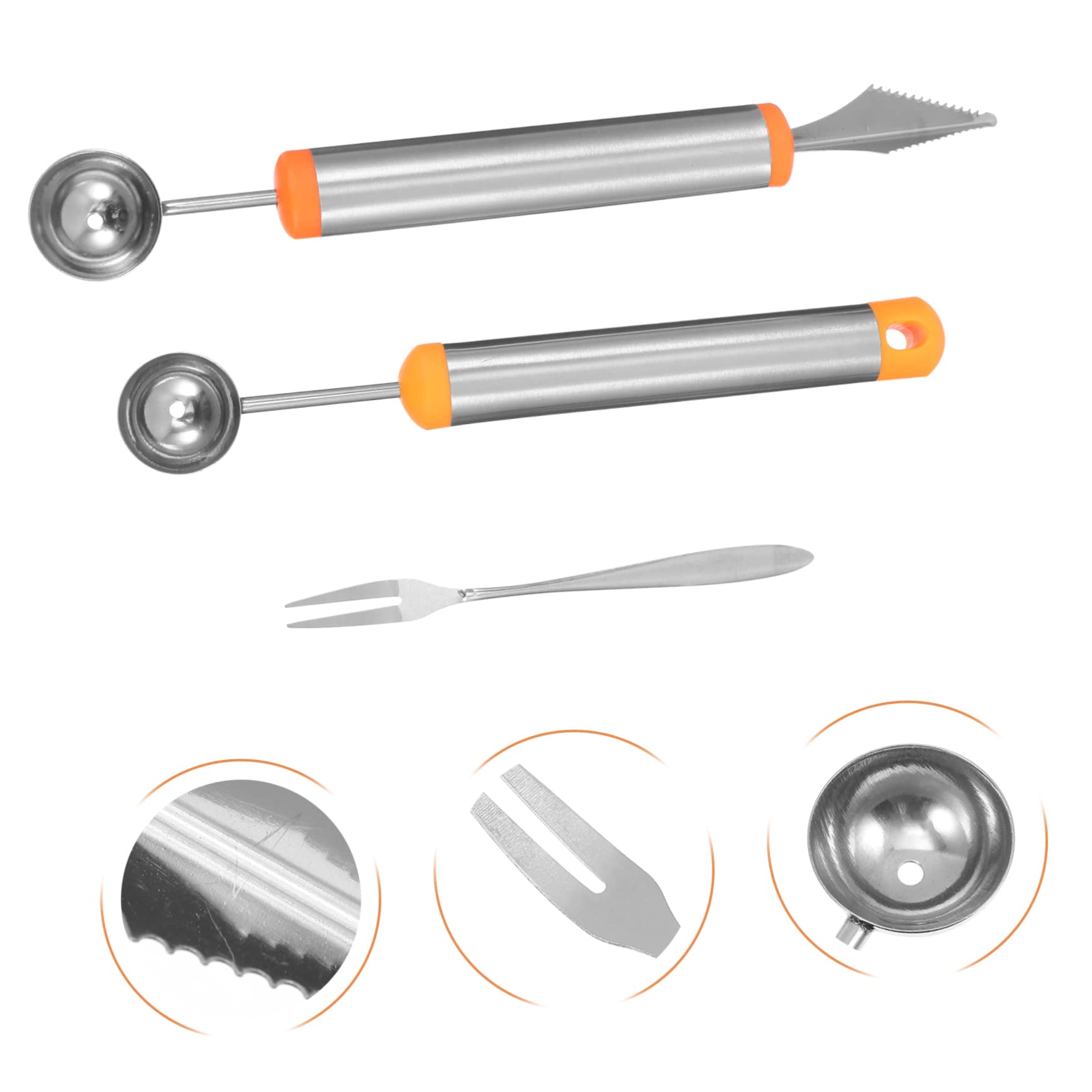 OFFSCH Stainless Steel Fruit Fork Set 6pcs Fruit Ball Diggers Forks Cutters Smooth Surface Easy to Clean