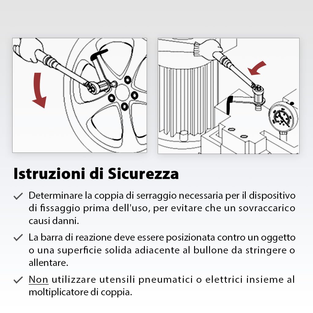 FIRSTINFO F3220DF2 | Moltiplicatore di Coppia Manuale 1200 Nm 3,4:1 | Chiave con Adattatore da 1/2" Femmina a 3/4" Maschio | Per Dadi Ruota e Manutenzione Auto