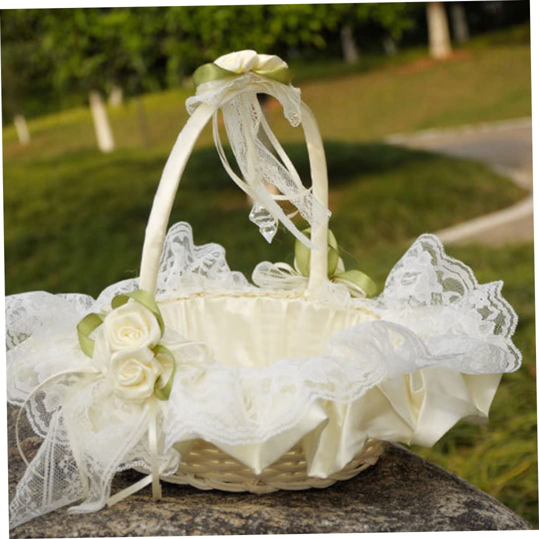 Cesta de bodas de niña de las flores Cesta de bodas Canasta de flores Flores Baskas Románticas Románticas Cestas Flower Cestas para bodas Decoración
