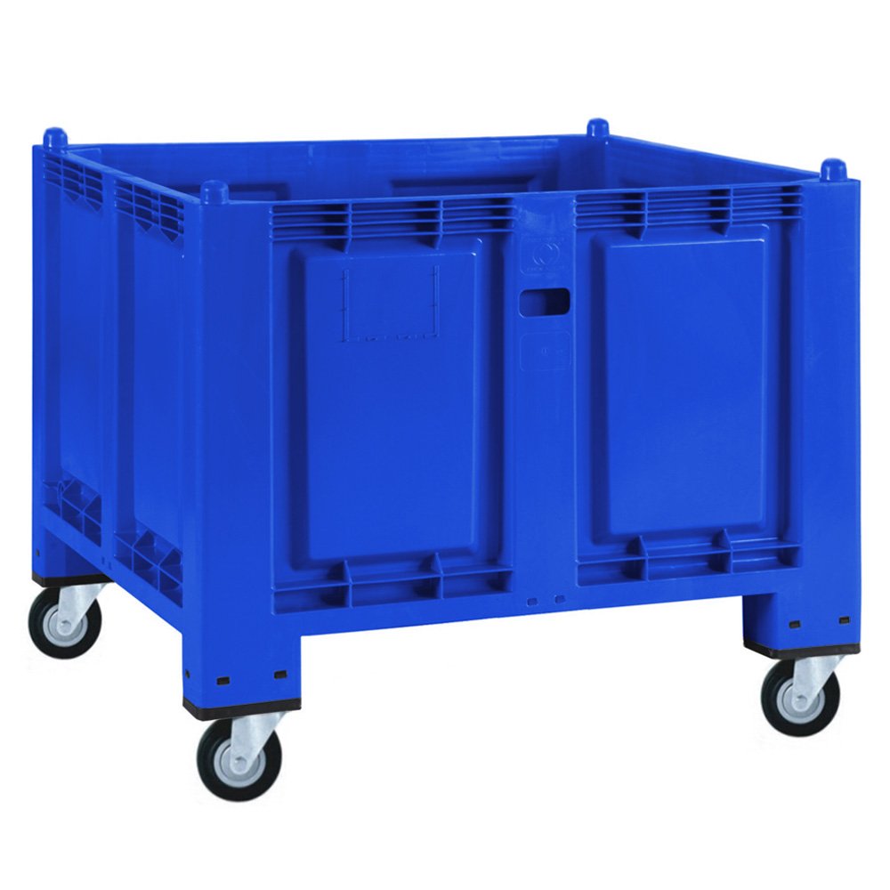BRB Palettenbox, 4 Lenkrollen, LxBxH 1200x800x1000 mm, Boden/Wände geschlossen (blau)