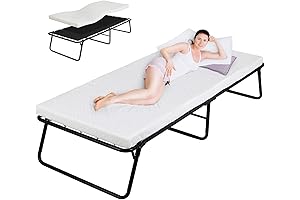 Folding Bed, Rollaway Twin Bed with Mattress for Adults, Foldable Bed Frame...